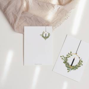 Weihnachtskarte Eukalyptuskranz A6 weihnachtliche Grußkarte - Türkranz Zweige Kerze Weihnachtskarte - Postkarte minimal Bild 7