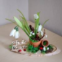 Frühling Ostern kleine Tischdeko - Schneeglöckchen und  fröhliches Käfergekrabbel - Geschenkidee - Ostern - Mitbringsel Bild 1