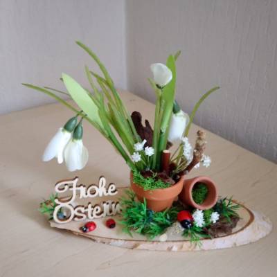 Frühling Ostern kleine Tischdeko - Schneeglöckchen und  fröhliches Käfergekrabbel - Geschenkidee - Ostern - Mitbringsel