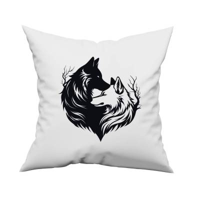 Bügelbild Wölfe in schwarz zum aufbügeln - Wolfliebe - Wolf