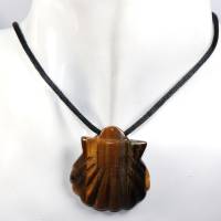 Tigerauge (Muschel) | Halskette mit Band oder Silber 925 --- Stein-Größe: 40 x 36 mm Bild 2