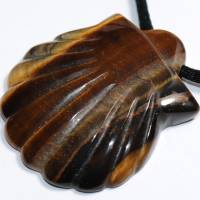 Tigerauge (Muschel) | Halskette mit Band oder Silber 925 --- Stein-Größe: 40 x 36 mm Bild 5