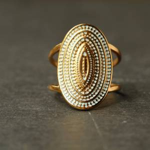 Boho Ring Patina echt vergoldet mit geometrischem Mandala als besonderes Geschenk Bild 4