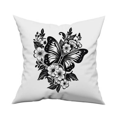 Bügelbild Schmetterling - Florales Muster in Wunschfarbe zum aufbügeln