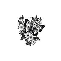 Bügelbild Schmetterling - Florales Muster in Wunschfarbe zum aufbügeln Bild 2