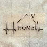 Bügelbild - Herzlinie / Herzschlag und Haus | Home - viele mögliche Farben Bild 1