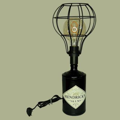 Upcycling Flaschenlampe | Vintage Lampe aus Gin Flasche | Dekoflasche für Hausbar und Party | LED Flaschenlicht