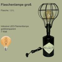 Upcycling Flaschenlampe | Vintage Lampe aus Gin Flasche | Dekoflasche für Hausbar und Party | LED Flaschenlicht Bild 3