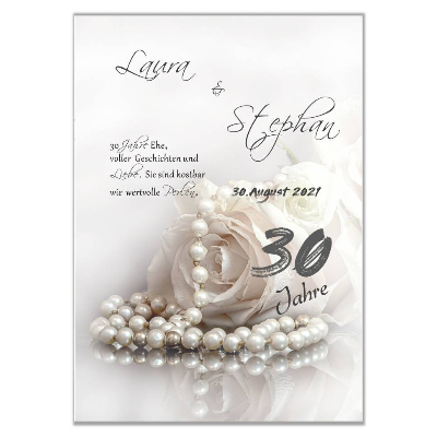 Poster zum 30 Hochzeitstag mit Namen Perlenhochzeit Geschenk für Brautleute Wanddeko Din A4