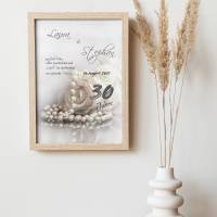 Poster zum 30 Hochzeitstag mit Namen Perlenhochzeit Geschenk für Brautleute Wanddeko Din A4 Bild 6