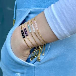 Geburtsstein Armband Edelsteine mit Schiebeperle als persönliches Geschenk Bild 9