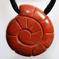 roter Jaspis (Schnecke) | Halskette mit Band oder Silber 925 --- Stein-Größe: 25 x 23 mm Bild 4