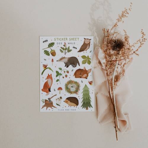 Stickerbogen Wald A6 Waldtiere Aufkleber Kalender - Haftpapier Bullet Journal Sticker - Sticker Sheet Planner Sticker, F