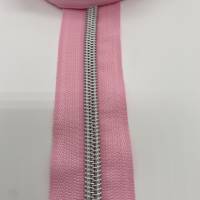 Reißverschluss Silver Star, rosa mit silberner Spiralraupe, breit Bild 4