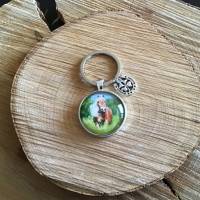 „Pferdeliebhaber“ Glascabochon-Schlüsselanhänger mit Hufeisen Bild 2