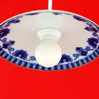 Upcycling Lampe aus einem schönen alten Teller | 70er Jahre Vintage Landhauslampe aus Geschirr für Küche und Esszimmer Bild 3