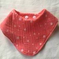 Halstuch Sabbertuch Dreieckstuch Musselin rosa lachs mit Sternen oder einfarbig uni von Kramboden Bild 5