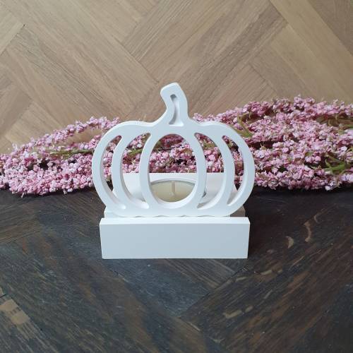 Teelichthalter aus Keraflott, Einschieber Kürbis