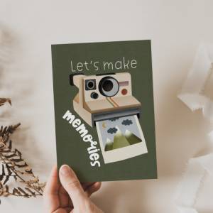 Postkarte Polaroid Kamera Reise Geschenkverpackung Reise - Grußkarte Abenteuer - Geschenk "let's make memories&# Bild 1
