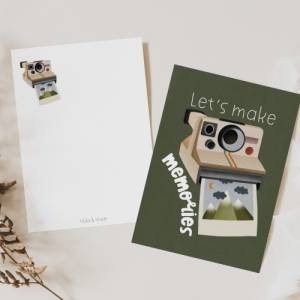 Postkarte Polaroid Kamera Reise Geschenkverpackung Reise - Grußkarte Abenteuer - Geschenk "let's make memories&# Bild 2