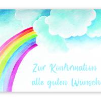Friendly Fox Regenbogen Karte zur Konfirmation, 1 Konfirmationskarte mit Umschlag, Klappkarte Konfirmation Junge Mädchen Bild 1