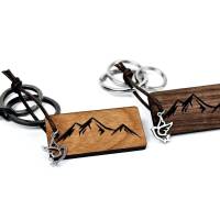 Schlüsselanhänger Berge | handgefertigt aus Holz | Ein Stück Natur zum Greifen nah Bild 2