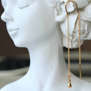 Drop Ohrringe Durchziehohrringe minimalistischer echt vergoldeter Schmuck Geschenk Bild 1