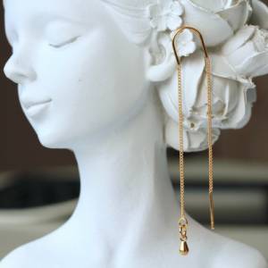 Drop Ohrringe Durchziehohrringe minimalistischer echt vergoldeter Schmuck Geschenk Bild 3