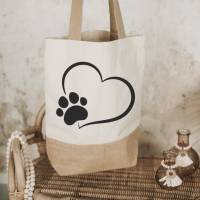 Shopper / Tasche "Hundeliebe". Jutetasche, Geschenk, Dankeschön, Accessoires, Einkaufstasche, Pfotenliebe, Dog Bild 2
