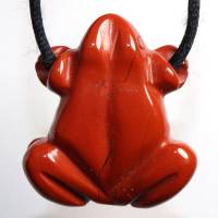 roter Jaspis (Frosch) | Halskette mit Band oder Silber 925 --- Stein-Größe: 26 x 23 mm Bild 3
