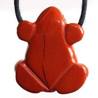 roter Jaspis (Frosch) | Halskette mit Band oder Silber 925 --- Stein-Größe: 26 x 23 mm Bild 4