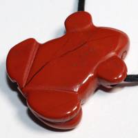 roter Jaspis (Frosch) | Halskette mit Band oder Silber 925 --- Stein-Größe: 26 x 23 mm Bild 5