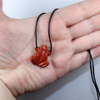 roter Jaspis (Frosch) | Halskette mit Band oder Silber 925 --- Stein-Größe: 26 x 23 mm Bild 9