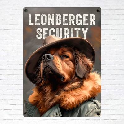 Hundeschild 'Leonberger Security', wetterbeständiges Warnschild
