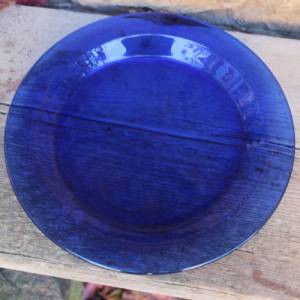Kuchenplatte Gebäckteller kobaltblaues Glas Arcoroc France Midcentury 80er Jahre Bild 1