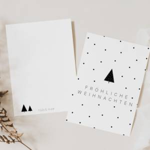 Weihnachtskarte schwarz weiß A6 - weihnachtliche Grußkarte - Tannenbaum Weihnachtskarte Punkte - Postkarte minimalistisc Bild 2