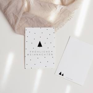 Weihnachtskarte schwarz weiß A6 - weihnachtliche Grußkarte - Tannenbaum Weihnachtskarte Punkte - Postkarte minimalistisc Bild 4