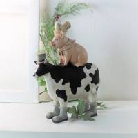Figur Kuh Schwein und Hahn Wohndeko Tierpyramide Landhaus Deko Bild 7