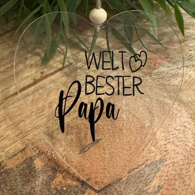 Acrylplatte - Herz mit Aufdruck | Anhänger | Scheibe | Vatertag | Papa | Geschenk