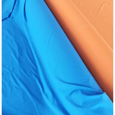 FARBIGER JERSEY-STOFF in blau + orange Meterware Modal Mikrofaser Elasthan querelastisch made in Germany 1,60meter breit
