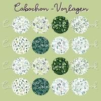 Cabochon Vorlagen -  Grüne Blätter Muster - 10 mm, 12 mm, 14 mm und 25 mm Bild 3