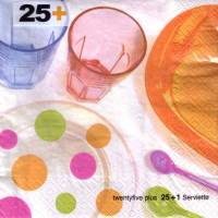 26 Lunchservietten Plastic Art, mit buntem, durchsichtigem Geschirr, Gläsern und Löffeln, von twenyfiveplus Bild 1