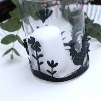 Teelichtglas mit Oster Dekor Hühner Kerzenhalter Bild 5