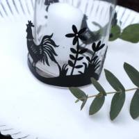 Teelichtglas mit Oster Dekor Hühner Kerzenhalter Bild 6