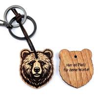 Personalisierter Premium Schlüsselanhänger “Bär” aus Edelholz - mit Gravur Bild 2