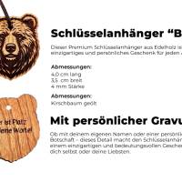 Personalisierter Premium Schlüsselanhänger “Bär” aus Edelholz - mit Gravur Bild 3