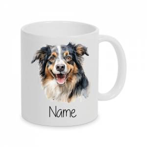Australien Shepherd -Personalisierte Tasse Hunderasse -  Individuell gestaltbar mit Namen oder Wunschtext - 7 Varianten Bild 1