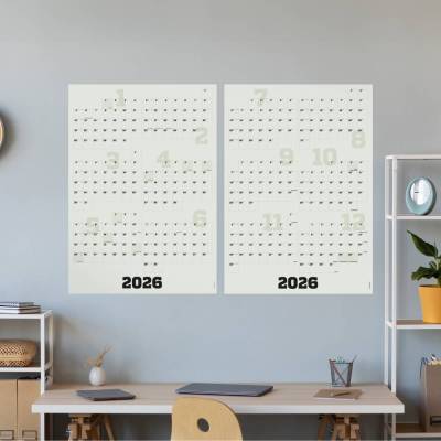Wandkalender 2026 XXL A1 2-teilig mit Klebezetteln – Jahreskalender Poster für Büro & Familie