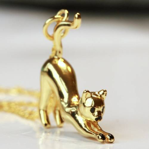 Kette Katze Sterlingsilber Gold Tierschmuck Kitten tierisches minimalistisches Geschenk
