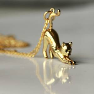Kette Katze Sterlingsilber Gold Tierschmuck Kitten tierisches minimalistisches Geschenk Bild 2